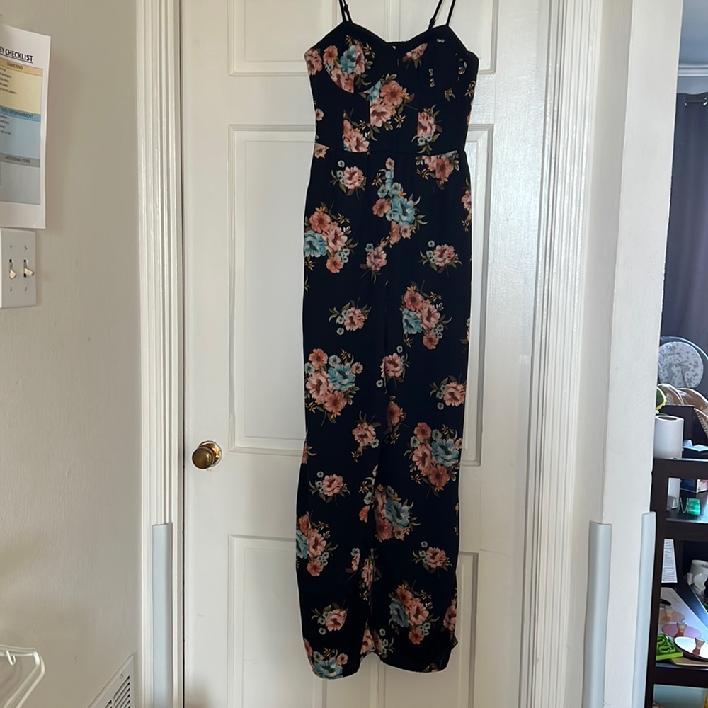 xhilaration floral jumpsuit